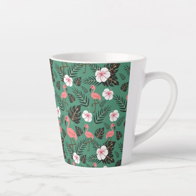 Tasse Latte Flamant rose rose motif transparent sur arrière -  (Droite)