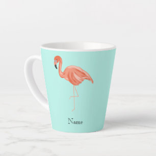 Tasse Latte Flamant rose tropical personnalisé