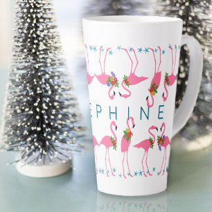 Tasse Latte Flamants roses rassemblés haut