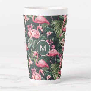 Tasse Latte Flamants roses rose monogramme sur mesure Motif tr