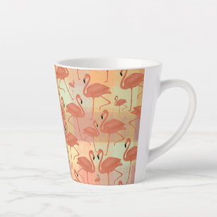 Tasse Latte Flamants roses roses de corail et écorce