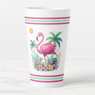 Tasse Latte Flamingo rose tropicale/Floride
