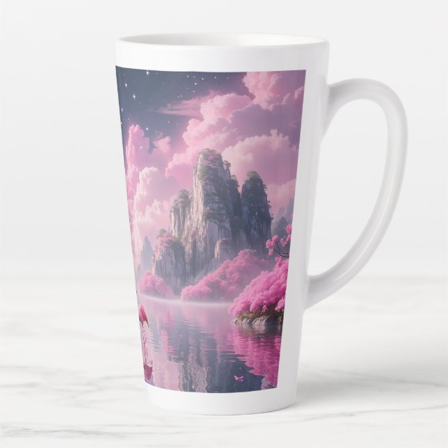 Tasse Latte Flamingos dans un monde de rêve (Droite)