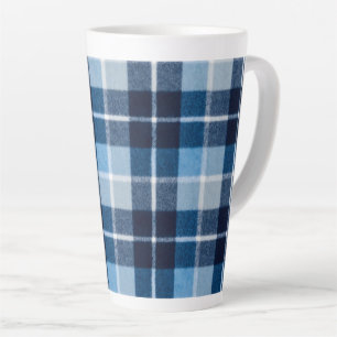 Tasse Latte Flanelle à Carreaux Bleu Blanc Confortable