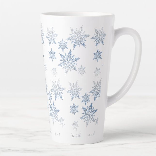 Tasse Latte Flèches de neige bleues en hiver (Droite)