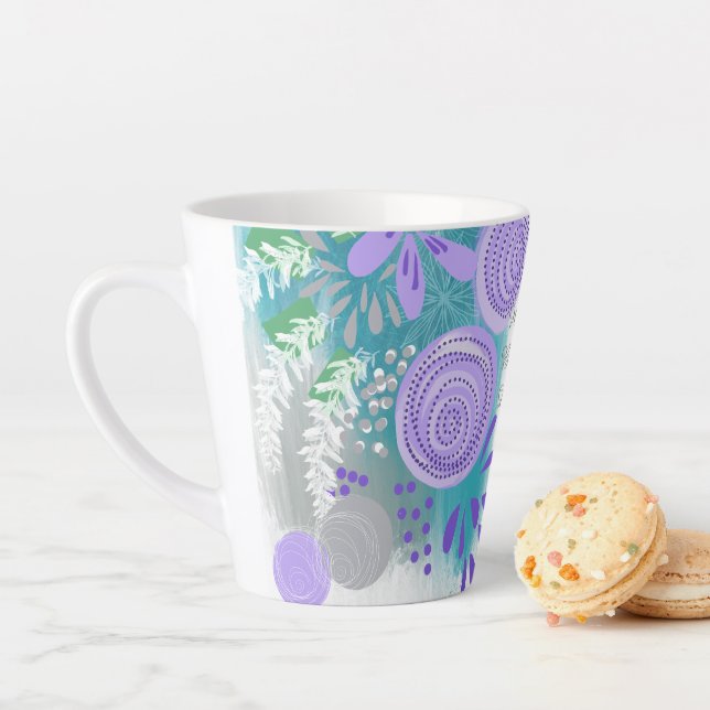 Tasse Latte Fleur Abstrait Moderne (En situation)