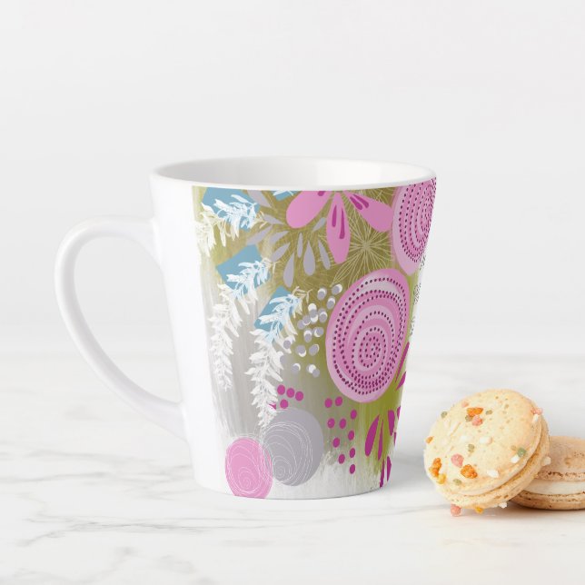 Tasse Latte Fleur Abstrait Moderne (En situation)