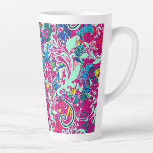 Tasse Latte Fleur abstraite colorée vintage