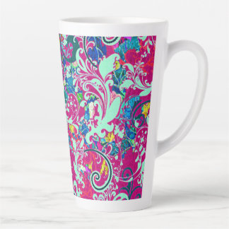 Tasse Latte Fleur abstraite colorée vintage