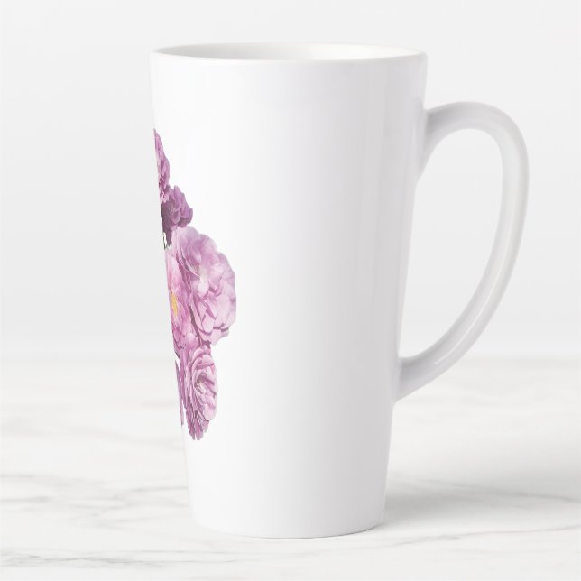 Tasse Latte Fleur avec grâce - Design Rose élégant (Droite)