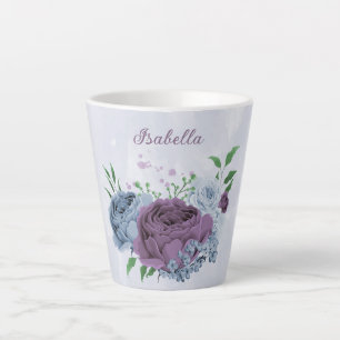 Tasse Latte Fleur bleu poussiéreux violet