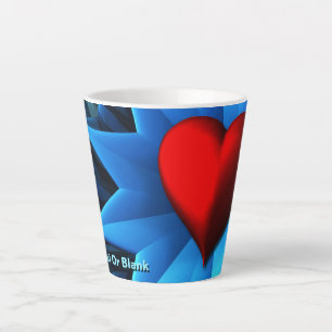 Tasse Latte Fleur coeur bleu fractal
