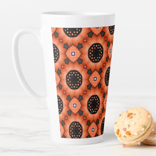 Tasse Latte Fleur d'automne orange (En situation)