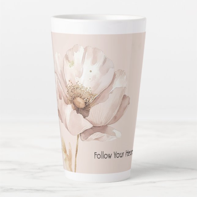 Tasse Latte Fleur de blush crème rose (Devant)