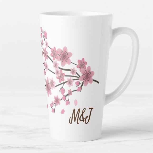 Tasse Latte Fleur de cerisier botanique chute pétales Ombré Ar (Droite)