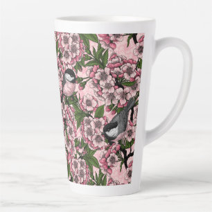 Tasse Latte Fleur de cerisiers et poulets roses