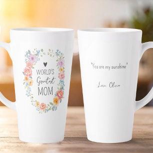 Tasse Latte Fleur de citation personnalisée de la plus grande