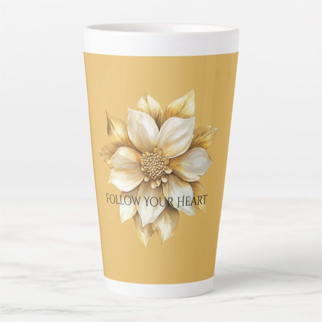 Tasse Latte Fleur de crème dorée (Devant)