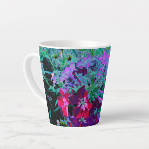 Tasse Latte Fleur de jardin rouge, violet et rose dramatique