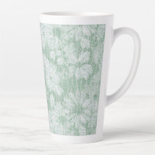 Tasse Latte Fleur de Pâquerette Veloutée Vert Menthe