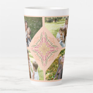 Tasse Latte Fleur de pêche douce Script kaléidoscopique Meille