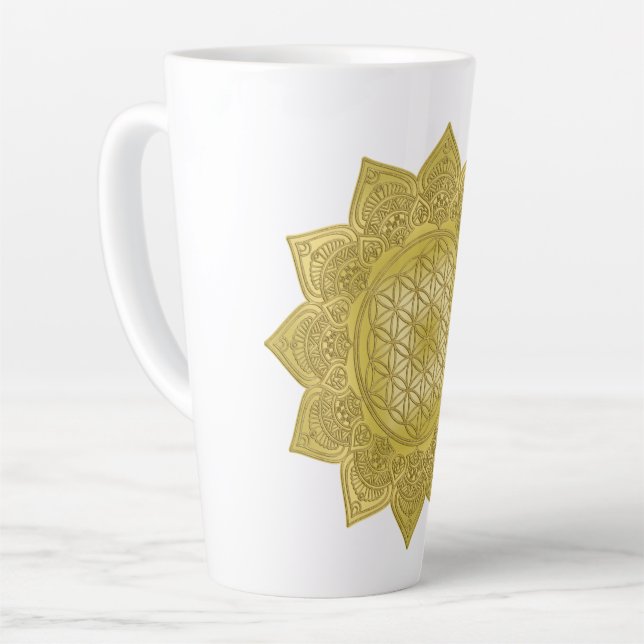 Tasse Latte Fleur De Vie - Indien Mandala 4 (Angle gauche)