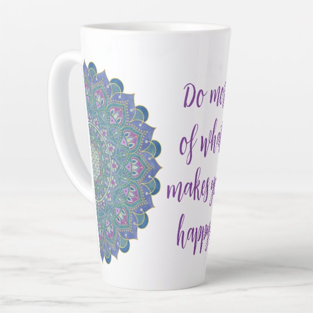 Tasse Latte Fleur de Vie - Mandala Style Inde 1 (Angle gauche)