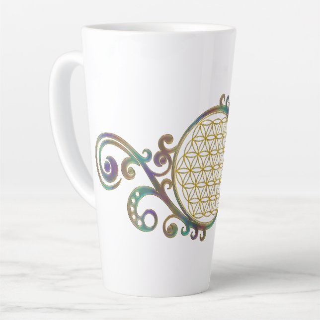 Tasse Latte Fleur De Vie - Ornements Spiraux 1 (Angle gauche)