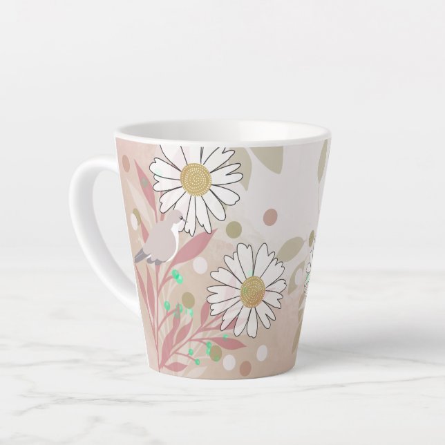 Tasse Latte Fleur d'oiseau botanique Nature (Angle gauche)