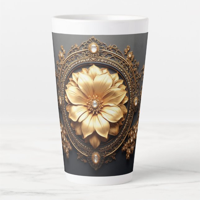 Tasse Latte Fleur d'Or Luxueuse (Devant)