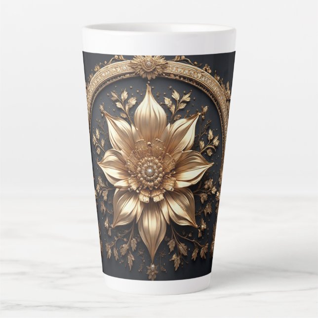 Tasse Latte Fleur d'Or Luxueuse (Devant)