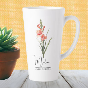 Tasse Latte Fleur du mois de naissance août Gladiolus