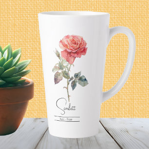 Tasse Latte Fleur du mois de naissance Juin Rose