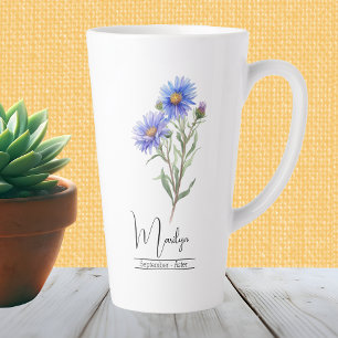 Tasse Latte Fleur du mois de naissance Septembre Aster