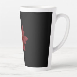 Tasse Latte Fleur élégante de velours rouge sur fond noir Fl