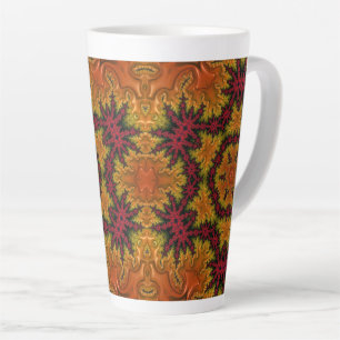 Tasse Latte Fleur fractale dans les teintes d'automne