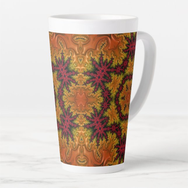 Tasse Latte Fleur fractale dans les teintes d'automne (Angle droit)