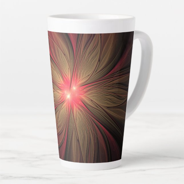 Tasse Latte Fleur fractale de fansy rouge (Angle droit)