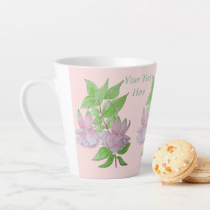Tasse Latte Fleur fuchsia rose à fleurs feuilles