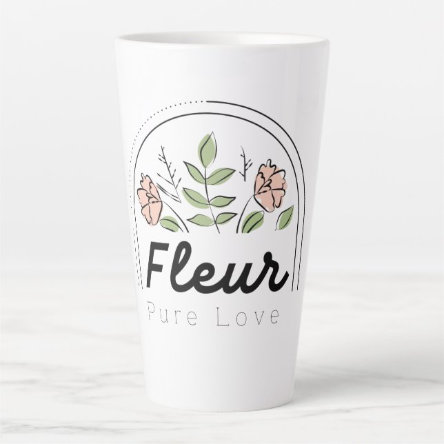Tasse Latte Fleur – Logo Floral Pure Love (Devant)