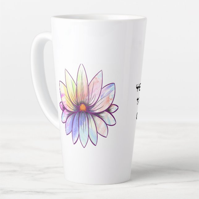 Tasse Latte Fleur Lotus avec latte d'attitude (Angle gauche)