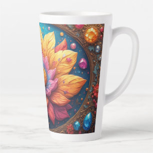 Tasse Latte Fleur Luxueuse Avec Cadre Orné
