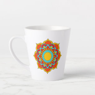 Tasse Latte Fleur Mandala rouge géométrique-54567