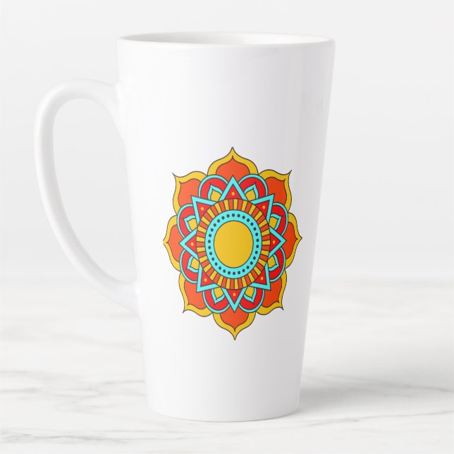 Tasse Latte Fleur Mandala rouge géométrique-54567 (Gauche)