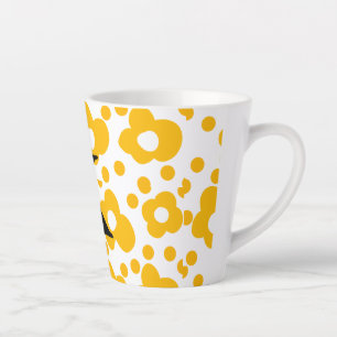 Tasse Latte Fleur marguerite jaune ajouter monogramme mus