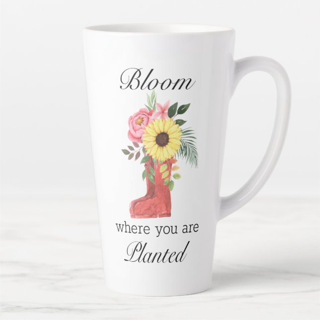 Tasse Latte Fleur Où Vous Avez Planté Floral Motivationnel (Droite)