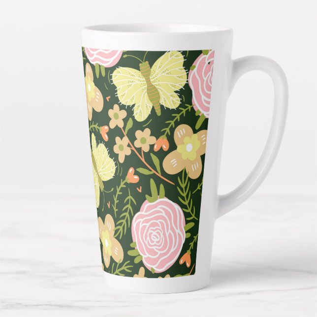 Tasse Latte Fleur papillon (Droite)