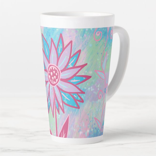 Tasse Latte Fleur Pastel à main mignonne (Angle droit)