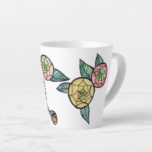 Tasse Latte Fleur Ranunculus Illustration Fleurs roses mignonn