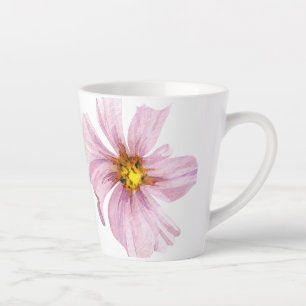 Tasse Latte Fleur rose illustrée à la main
